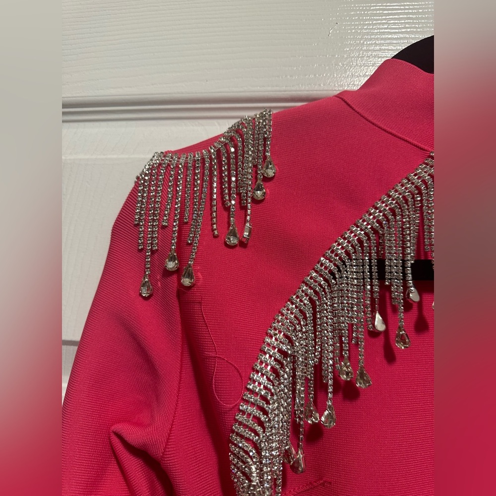 Rhinestone Backless Pink Dress - Picture 8 of 8